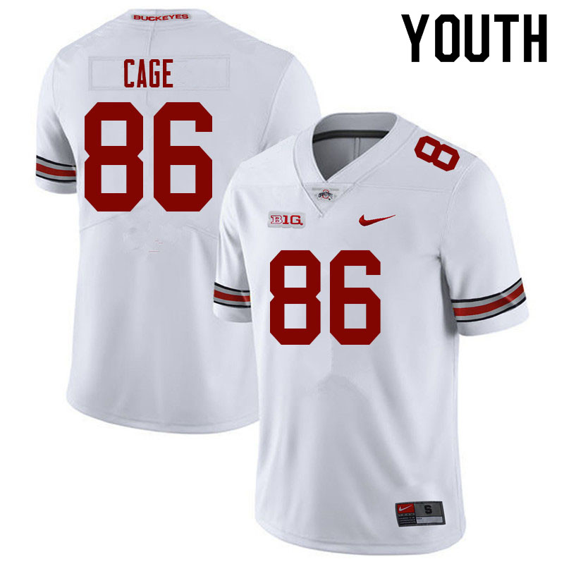 Ohio State Buckeyes Jerron Cage Youth #86 White Authentic Stitched College Football Jersey